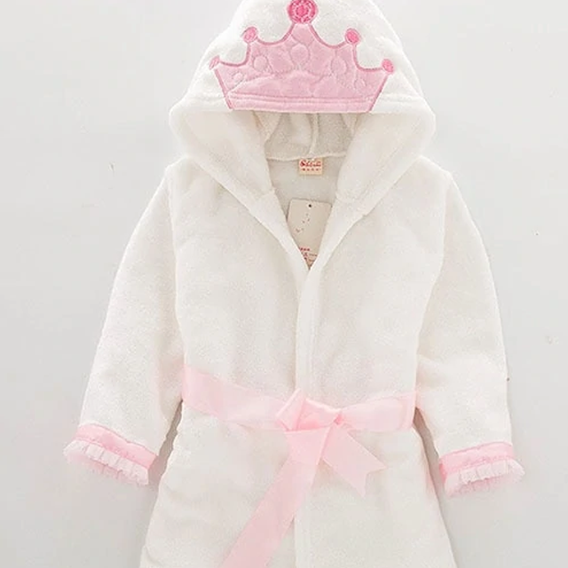Long Sleeve Cotton Little Queen Bathrobe for Girls by Campur