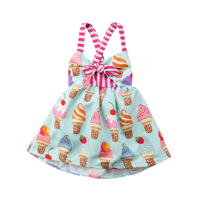 Sleeveless Cotton Ice Cream Print Dress for Girls by Emma