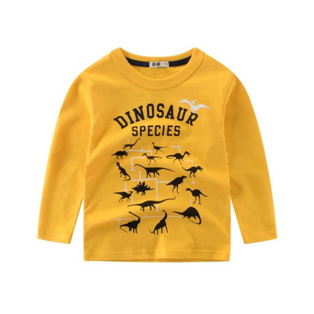 Long Sleeve Cotton Dinosaur Print Shirts for Boys by Kids Spring