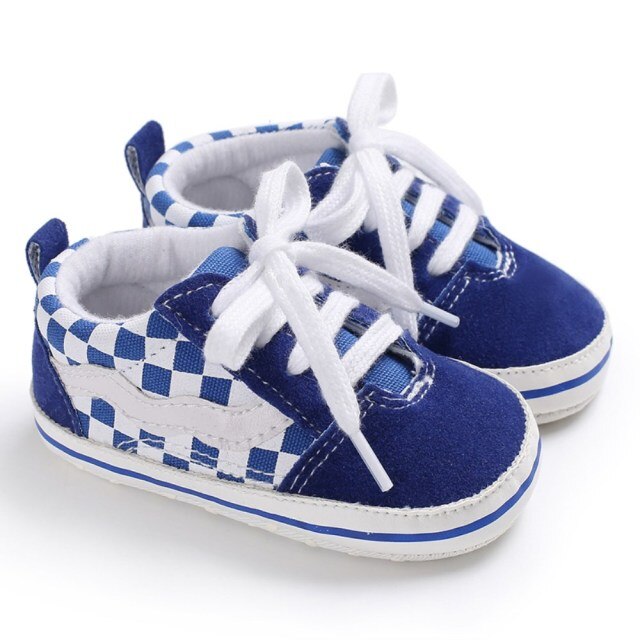 Low Top Anti-Slip Soft Canvas Checkerboard Sneaker for Boys by Kids Play