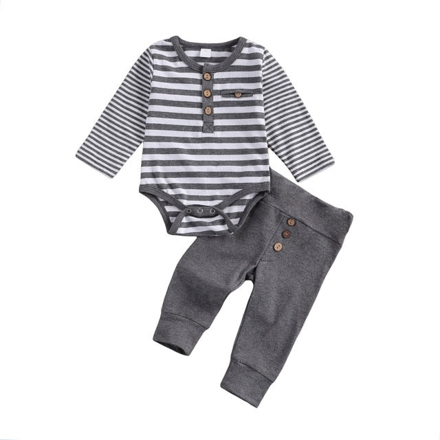 2-Piece Long Sleeve Cotton Onesie and Pants for Boys by Liora