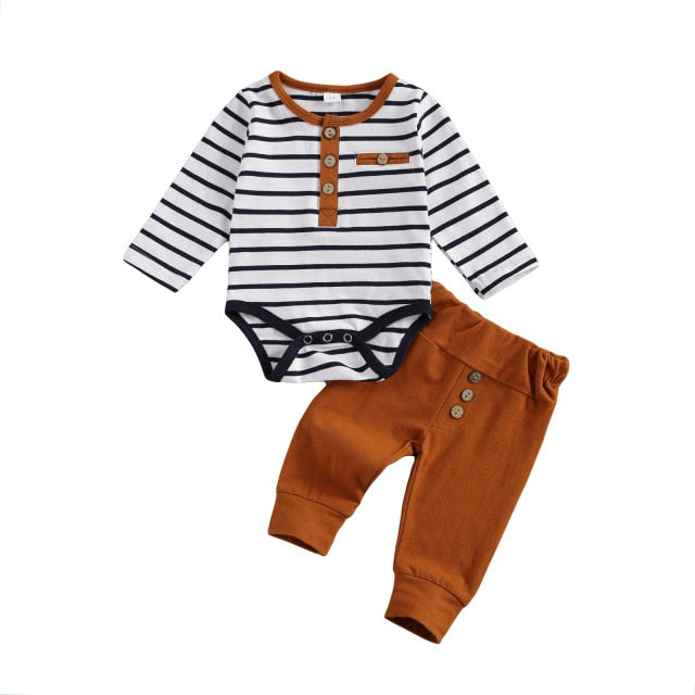 2-Piece Long Sleeve Cotton Onesie and Pants for Boys by Liora