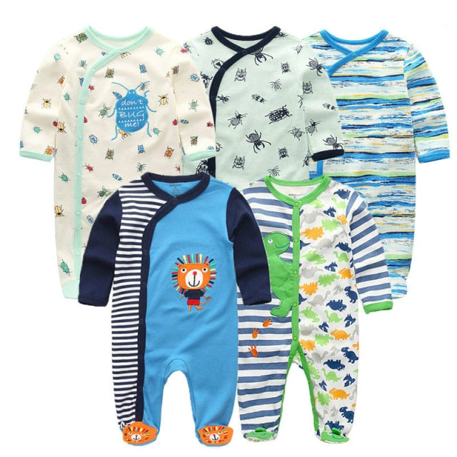 Long Sleeve Cotton Jumpsuits for Boys and Girls (5-Pack) by Kiddie Zoom