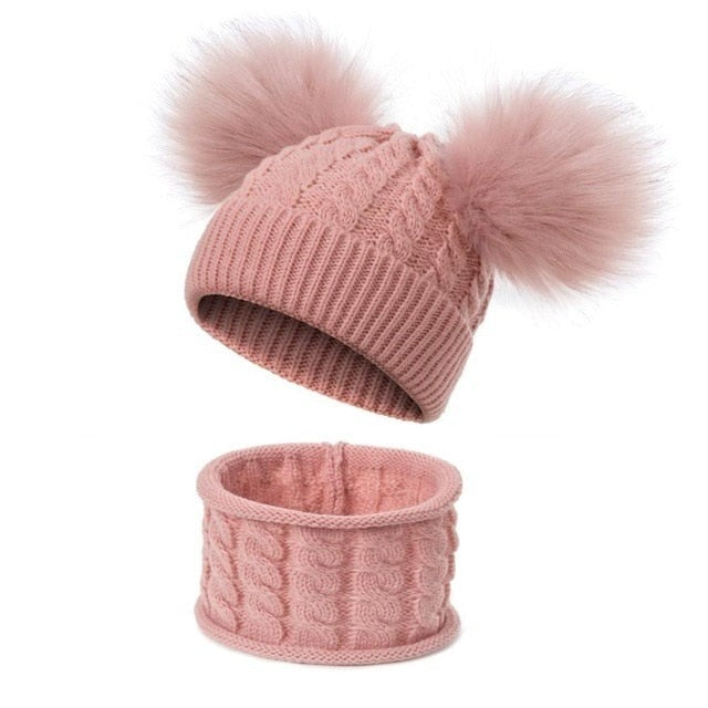2-Piece Cotton Knitted Beanie and Scarf Set for Girls by FAS London