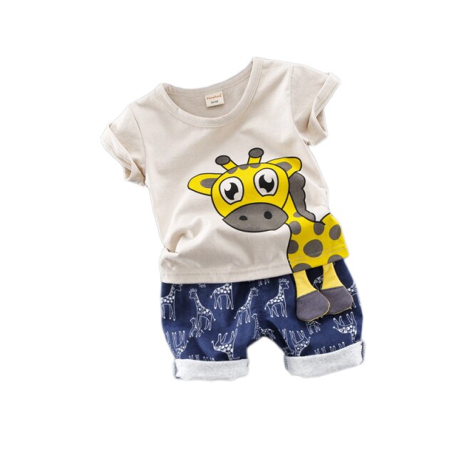 2-Piece Cotton Short Sleeve Shirt and Jean Shorts for Boys by Mini Car