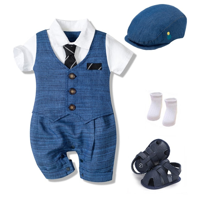 10-Piece Short Sleeve Cotton Romper Suits for Boys by Kabier
