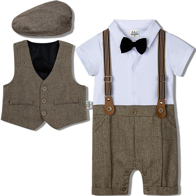 6-Piece Short Sleeve Cotton Onesie Outfit for Boys by A&J Designs