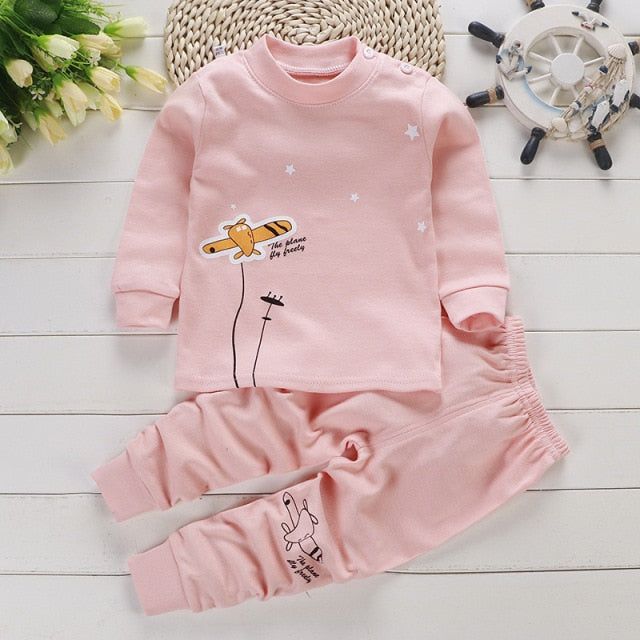 2-Piece Long Sleeve Cotton Pajamas for Girls and Boys by Iner Clothing