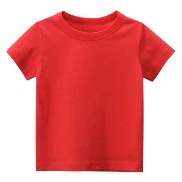 Short Sleeve Double Cotton Solid Color T-Shirts for Girls by Basic Wear