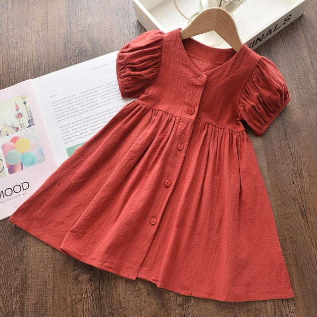 Short Sleeve Cotton Button Down Dresses for Girls by JXD