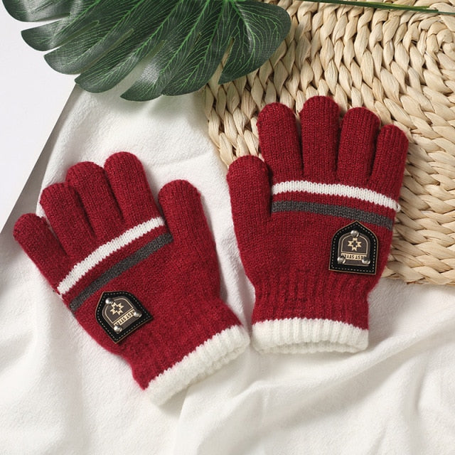 Cotton Double Knitted Designer Gloves for Boys by Best Style
