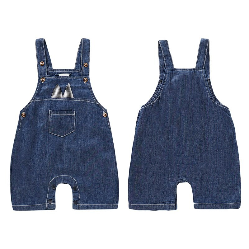 Unisex Acid Wash Denim Coverall Romper Shorts by Chumey