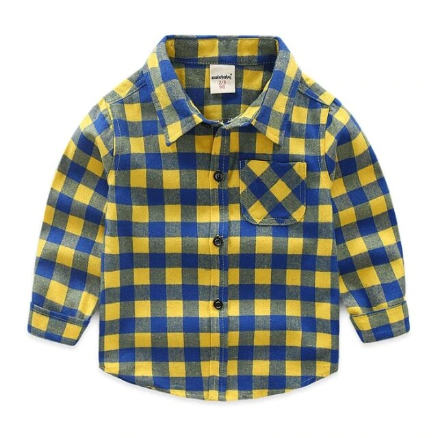 Long Sleeve Cotton Plaid Shirts for Boys by BT Clothing