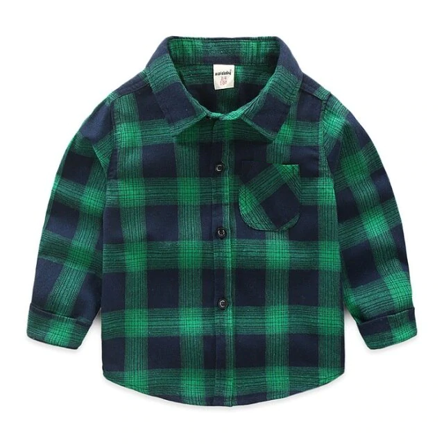 Long Sleeve Cotton Plaid Shirts for Boys by BT Clothing