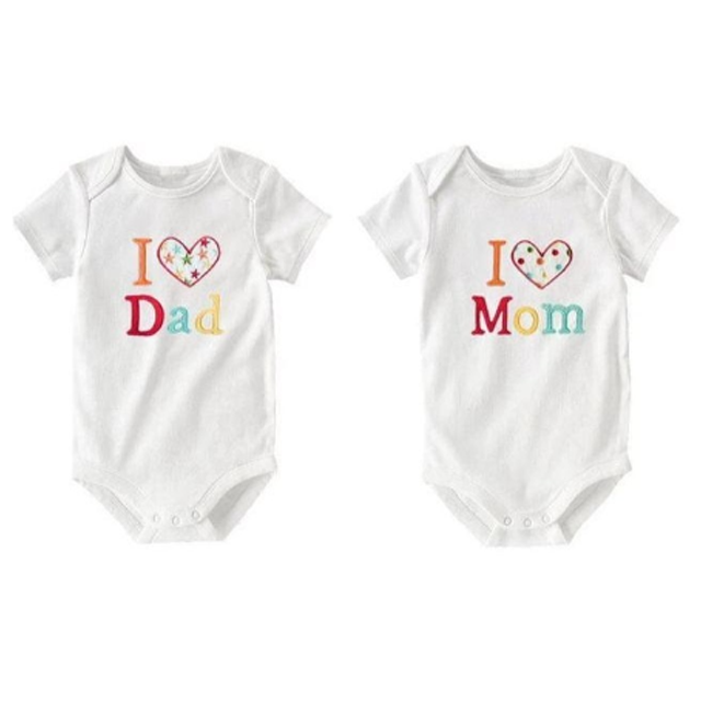 Unisex Cotton Long and Short Sleeve "I Love" Onesies (2-Pack) by Cusara