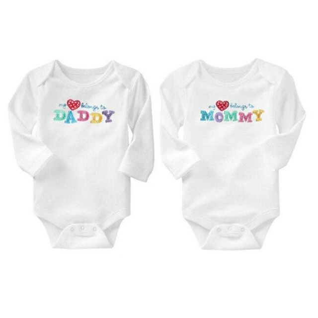 Unisex Cotton Long and Short Sleeve "I Love" Onesies (2-Pack) by Cusara