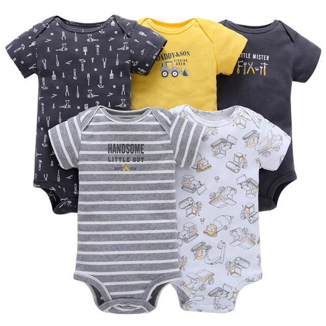 Unisex Short Sleeve Cotton Onesies (5-Pack) by Fetch