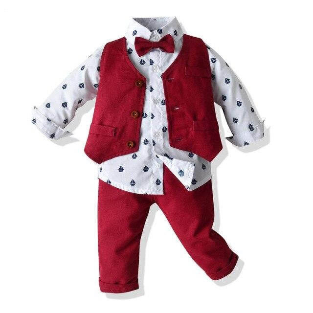 4-Piece Long Sleeve Cotton Romper Suit for Boys by Top&Top