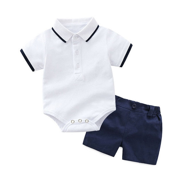 2-Piece Short Sleeve Cotton Onesie Outfit for Boys by Top&Top