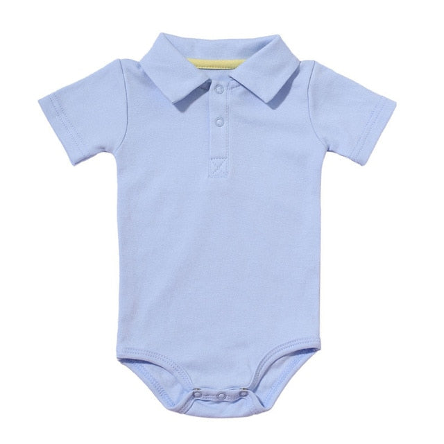 Short Sleeve Cotton Polo Onesies with Collar for Boys by Cusara