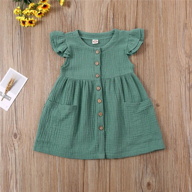 Short Sleeve Cotton Solid Color Dresses for Girls by Liora