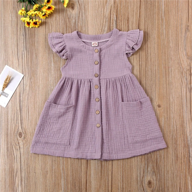 Short Sleeve Cotton Solid Color Dresses for Girls by Liora