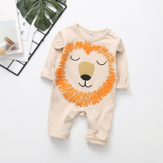 Unisex Animal Print Cotton Rompers by Kids Play