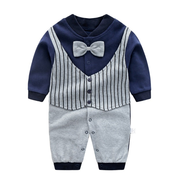 Baby Boy Cotton Long Sleeve Bowtie Rompers by Fairytale