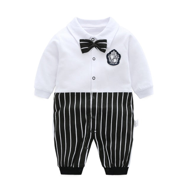 Baby Boy Cotton Long Sleeve Bowtie Rompers by Fairytale