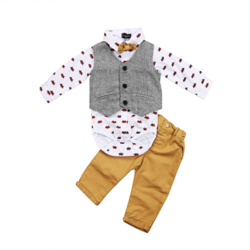 4-Piece Long Sleeve Cotton Onesie Suit for Boys by Liora