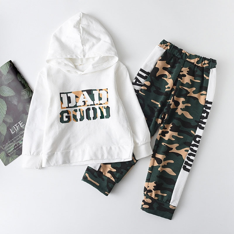2-Piece Long Sleeve Cotton Hooded Sweatshirt and Camouflage Pants by Kabier