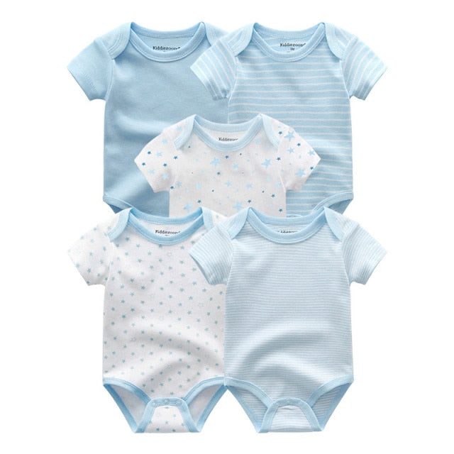 Unisex Newborn Short Sleeve Cotton Onesies for Boys and Girls (5-Pack) by Fetch