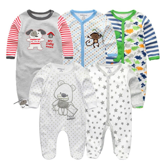 Long Sleeve Cotton Jumpsuits for Boys and Girls (5-Pack) by Kiddie Zoom