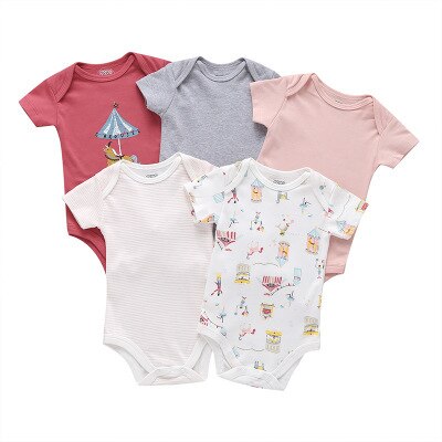 Unisex Short Sleeve Cotton Onesies (5-Pack) by Fetch