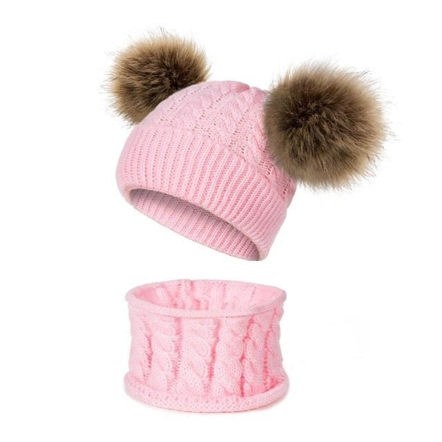 2-Piece Cotton Knitted Beanie and Scarf Set for Girls by FAS London