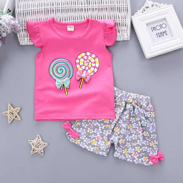 2-Piece Short Sleeve Cotton Shirt and Shorts for Girls by Fairytale