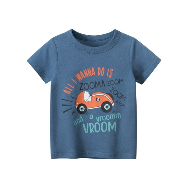 Short Sleeve Cartoon Print Cotton T-Shirts for Boys by Kids Play