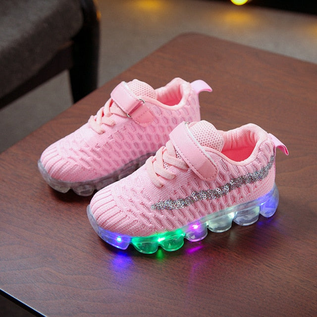 Anti-Slip Low Top Breathable Luminous Sneakers for Girls by Andoo