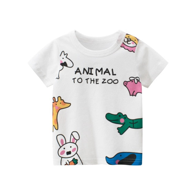 Short Sleeve Cartoon Print Cotton T-Shirts for Girls by Kids Play