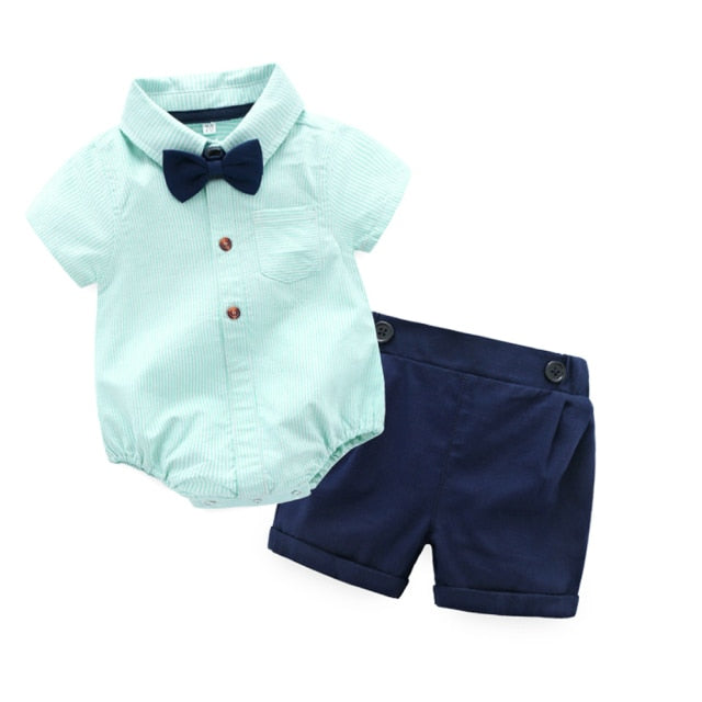 2-Piece Short Sleeve Cotton Onesie Outfit for Boys by Top&Top