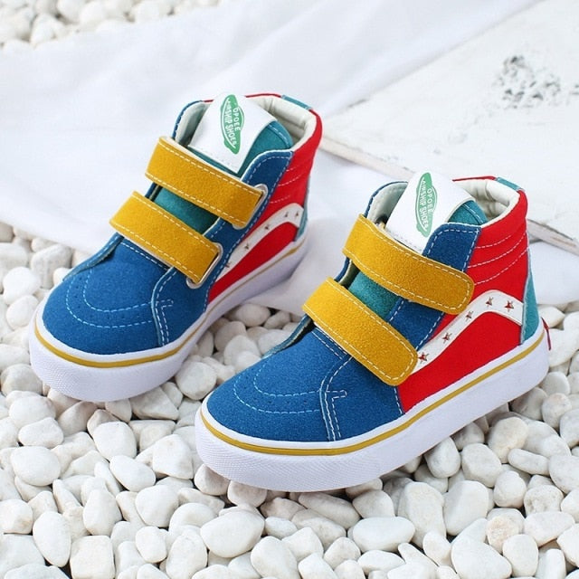 Unisex High Top Anti-Slip Soft Leather and Canvas Designer Sneakers by Kids Play