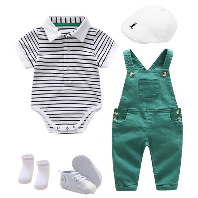 7-Piece Short Sleeve Onesie Overalls Set for Boys by Kabier