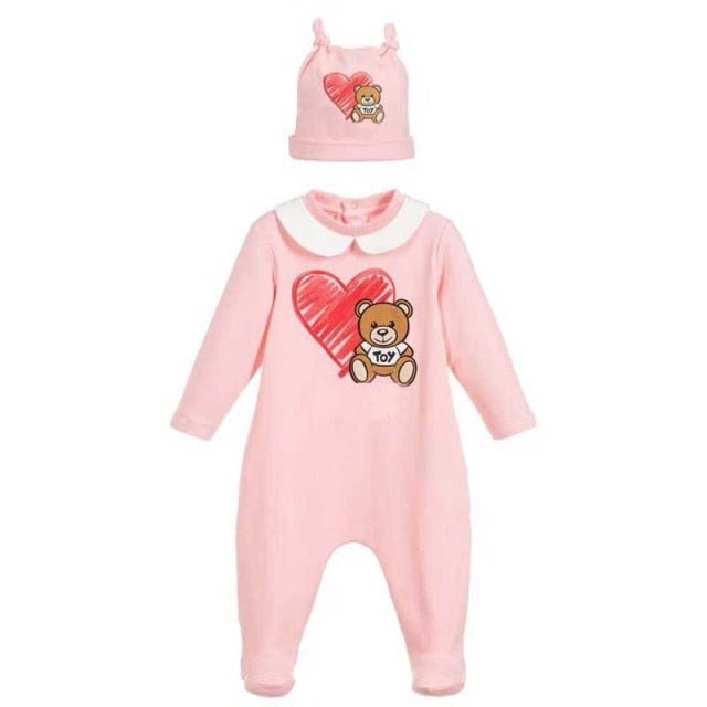 3-Piece Long Sleeve Cotton Romper and Bib Sets for Girls by Kids Play
