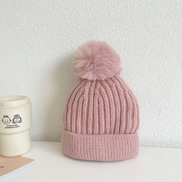 Knitted Cotton Pompom Topped Beanie for Girls by Facejoy
