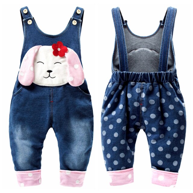 Animal Print Denim Coverall Rompers for Girls by Chumey