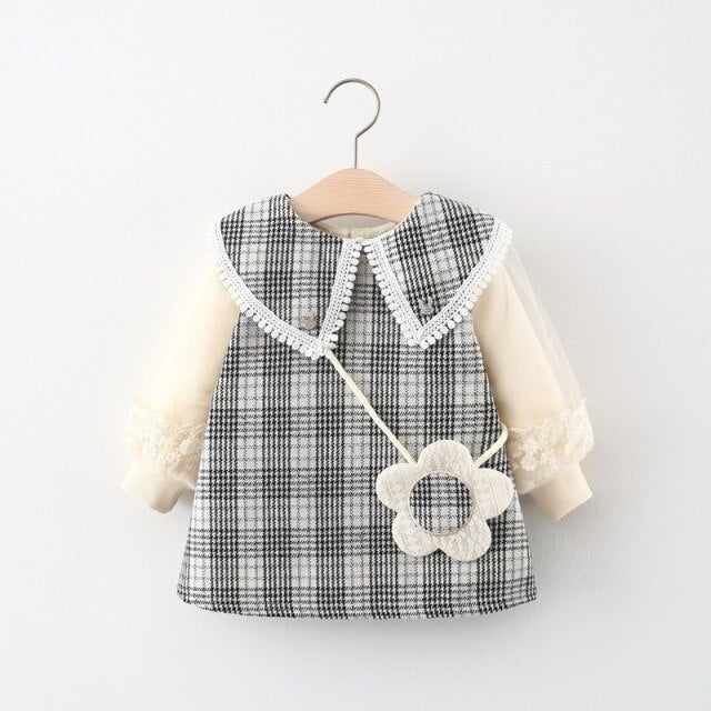 Long Sleeve Cotton Plaid Dress for Girls by JXD