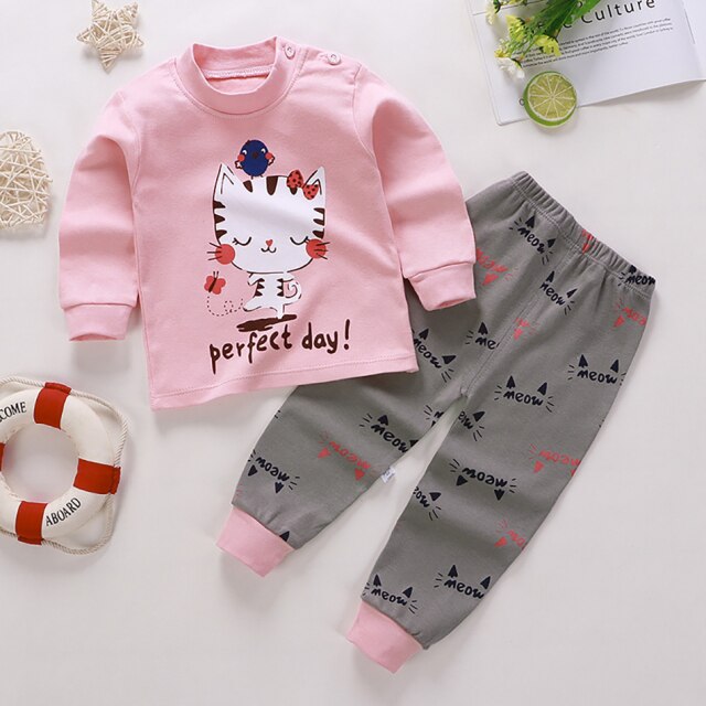 2-Piece Long Sleeve Cotton Pajamas for Girls by Chivry