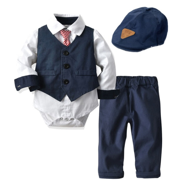 5-Piece Long Sleeve Cotton Romper Suit for Boys by Kabier