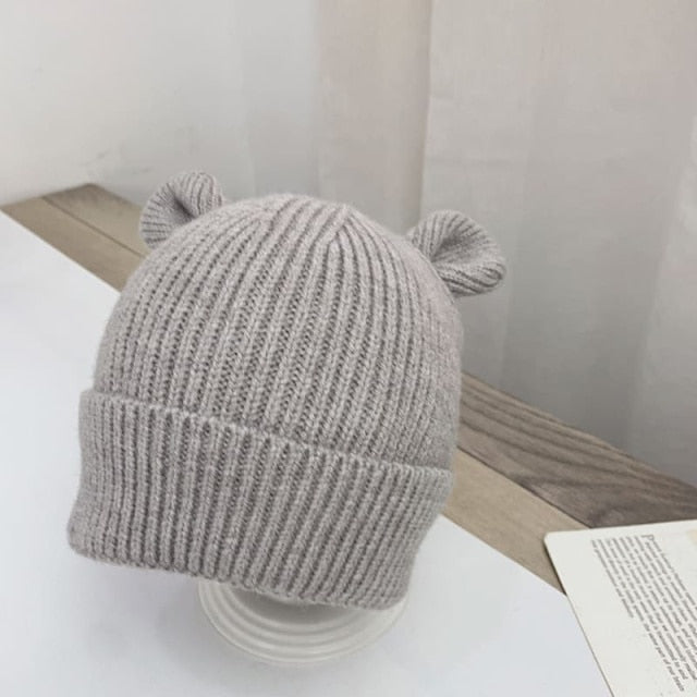 Unisex Knitted Cotton Hippo Ear Beanie Hat by Denos