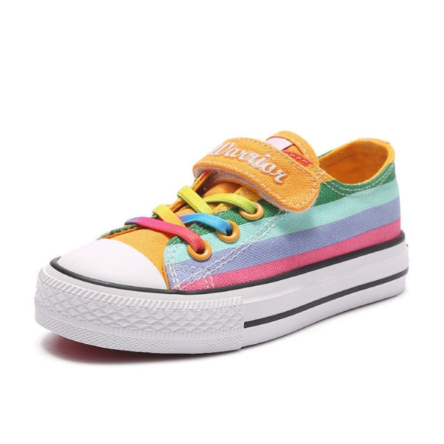 Lightweight Anti-Slip Soft Canvas Rainbow Sneakers for Girls by Andoo